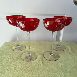 Vintage hand painted tall stemware
